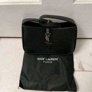Saint Laurent Black Leather Hobo Shoulder Bag